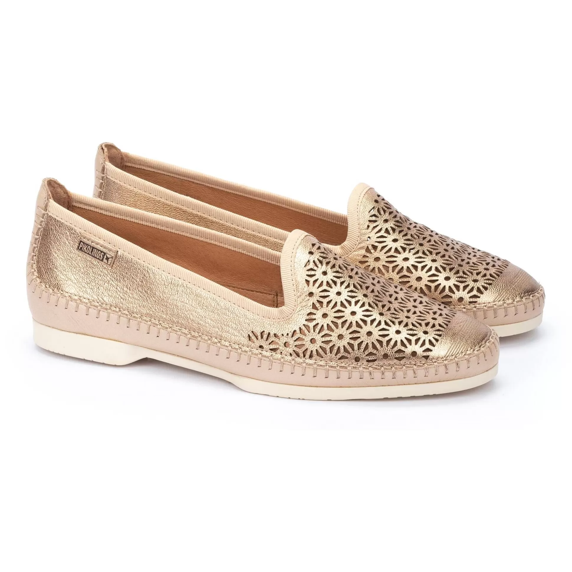 Pikolinos Flache Schuhe^Aguilas | Perforierter Metallic-Damen-Slipper